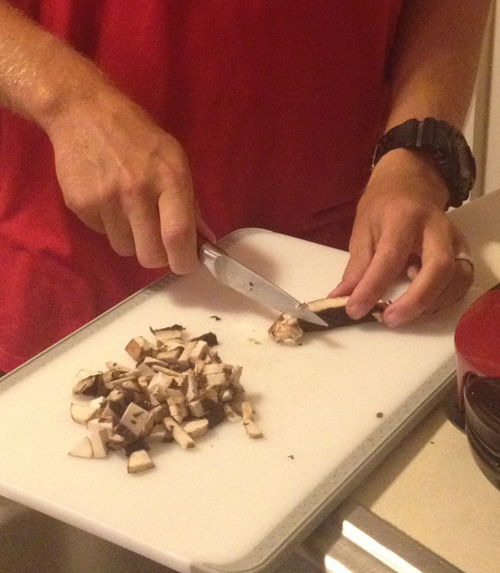 Chop mushrooms