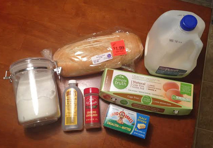 Ingredients for French Toast Casserole