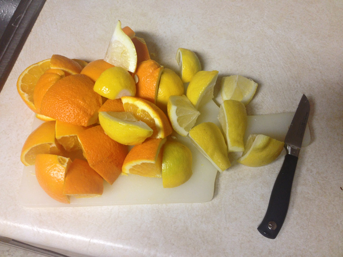 Cut oranges and lemons