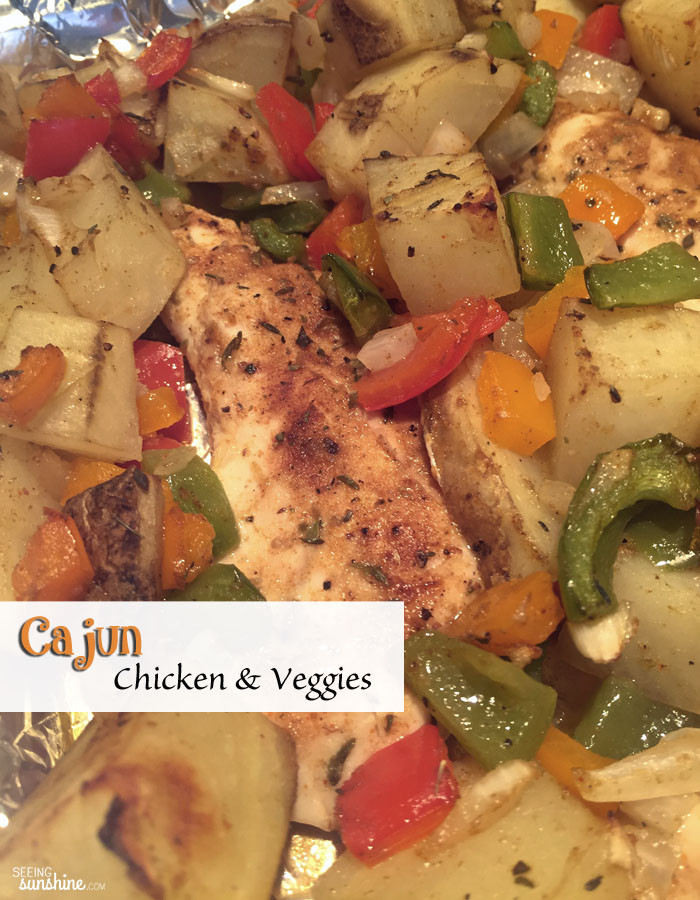 Try this flavorful dish of cajun chicken and veggies -- healthy and delicious!