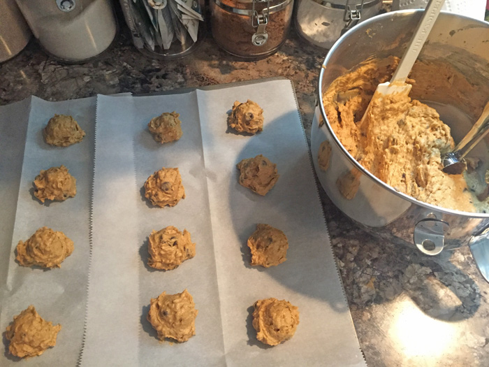 Look at this delicious pumpkin chocolate chip cookie dough!