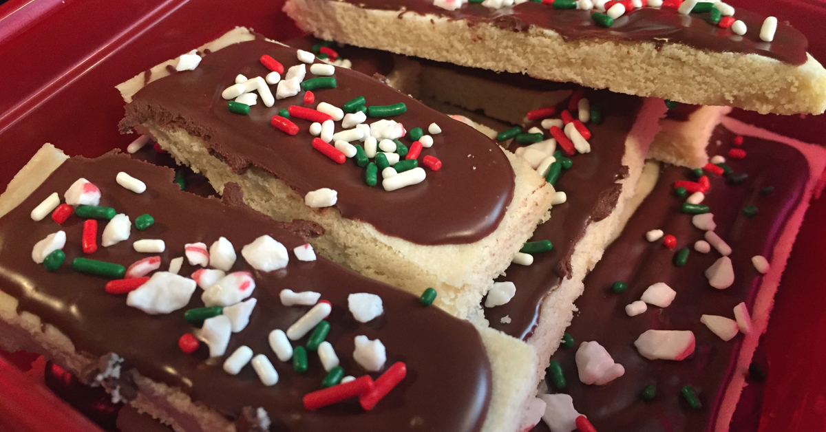Check out this recipe for Christmas Shortbread Bars! They are such a yummy holiday treat!