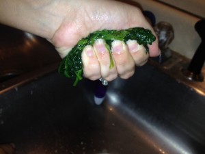 Squeeze water out of spinach