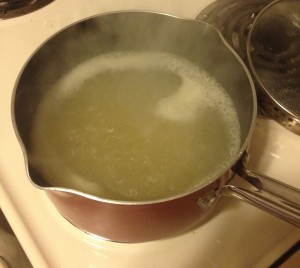 Boil broth and water