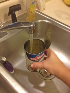 Fill can with water