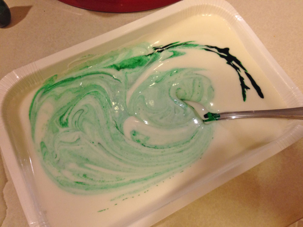 Add green food coloring