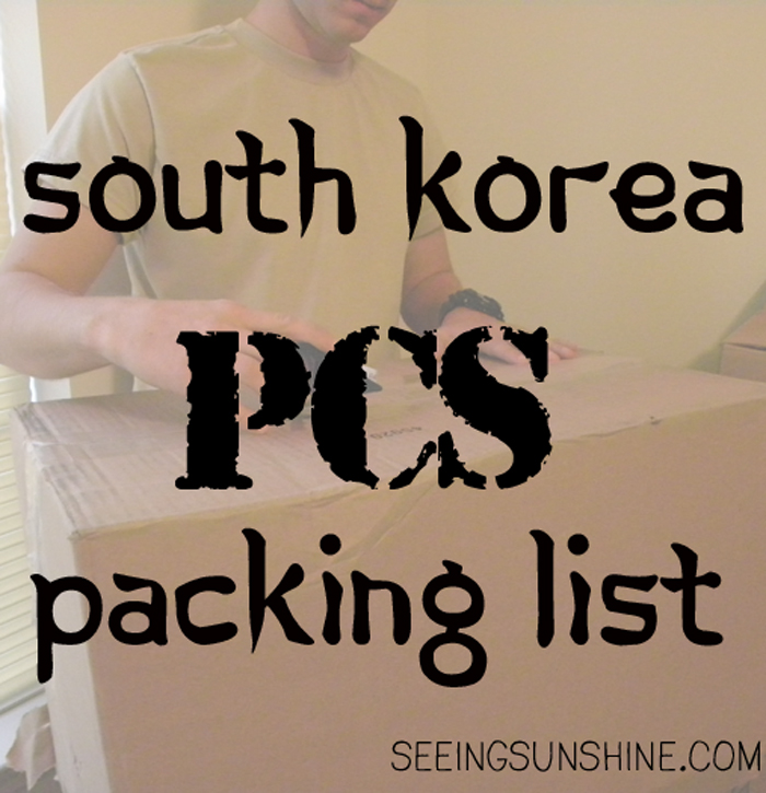 South Korea PCS Packing List