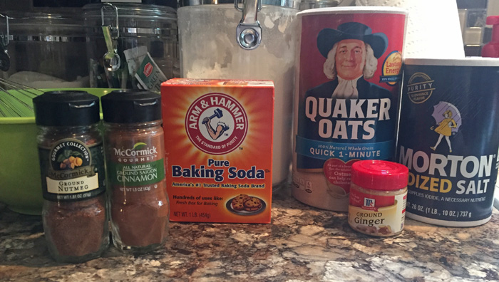These are the dry ingredients you mix together to make the pumpkin chocolate chip cookies!