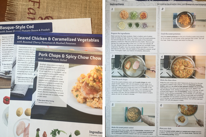 In the plan we ordered, we get three meals a week. That includes three recipes from Blue Apron and all the ingredients needed to make those meals.