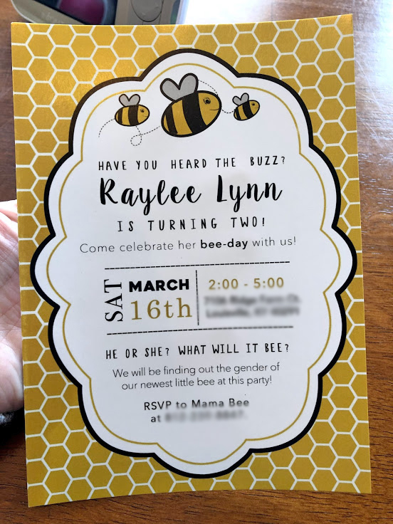 Check out this invite and all the other details for a bee-day party!