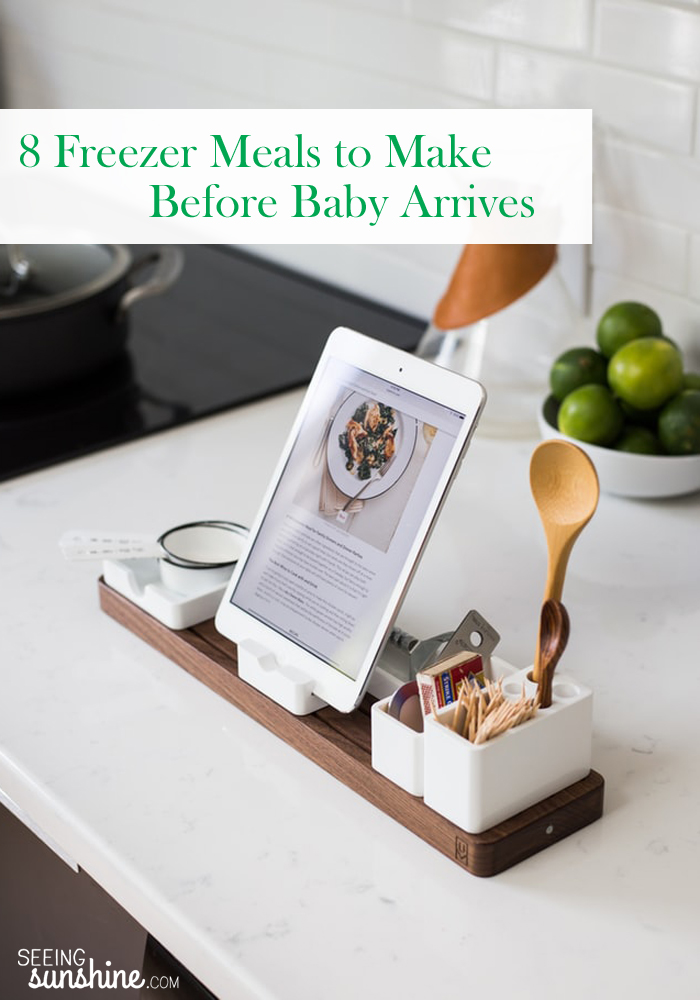Check out these 8 freezer meals you can make for your family before baby arrives. They include a variety of meats, breakfast, and even some snacks!