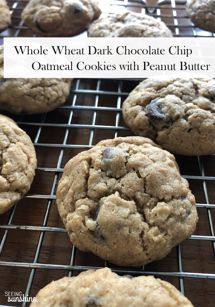 Try these whole wheat dark chocolate chip cookies with peanut butter and oats. They are basically healthy, but oh so delicious!