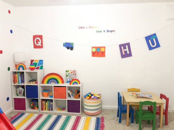 Check out this fun rainbow playroom!